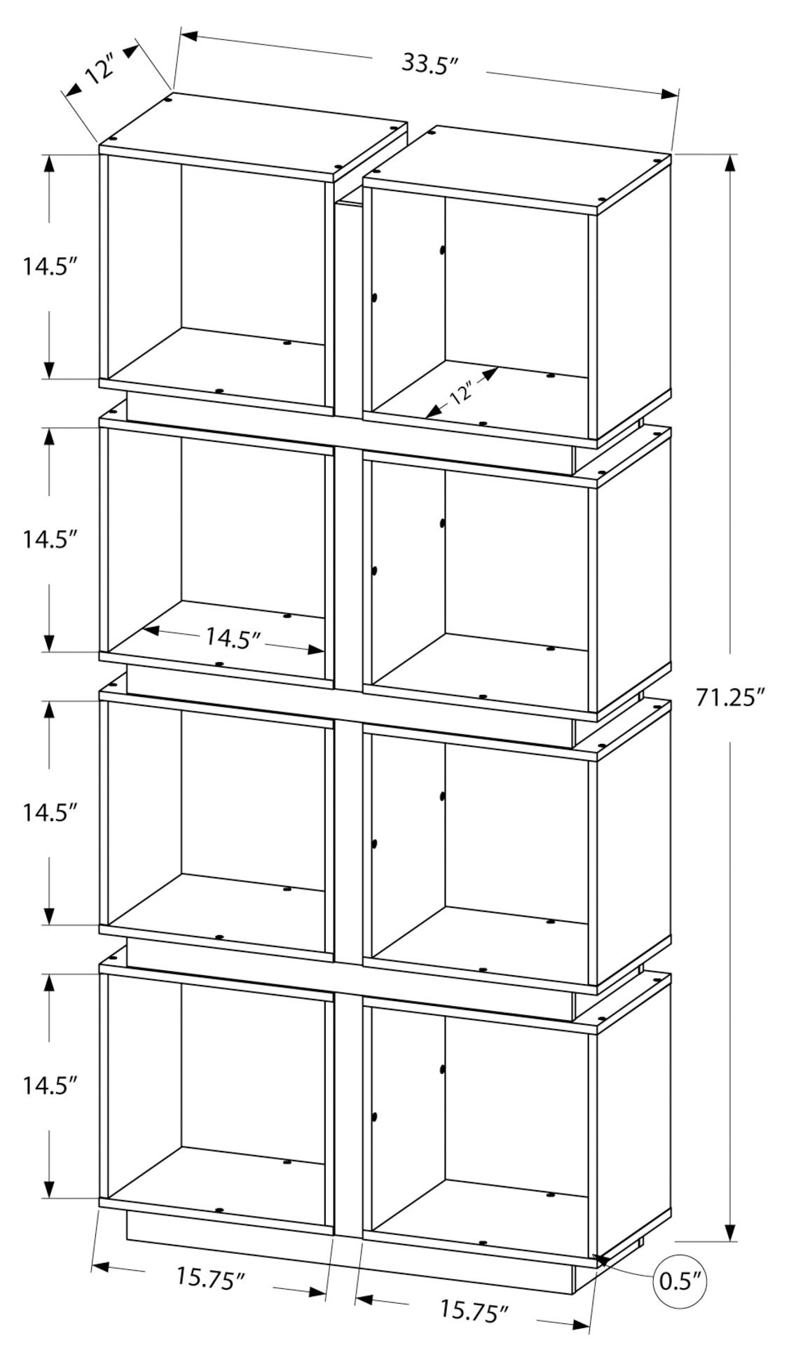 Étagère Art-Déco à 8 Cubes - Fini Blanc et Gris