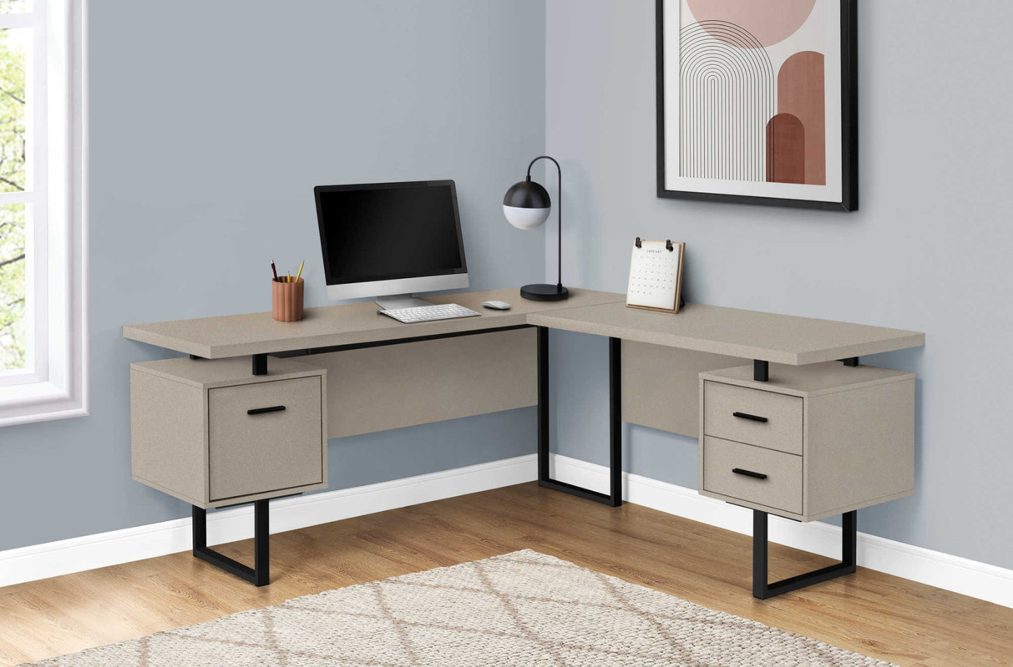 BUREAU - 70"L / GRIS COTE DROIT OU GAUCHE