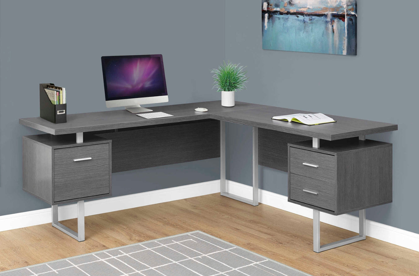 BUREAU - 70"L / GRIS COTE DROIT OU GAUCHE