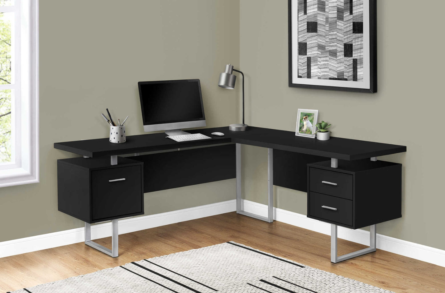 BUREAU - 70"L / GRIS COTE DROIT OU GAUCHE