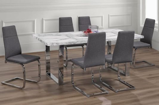 Ensemble de Table Marbré avec 6 Chaises Modernes